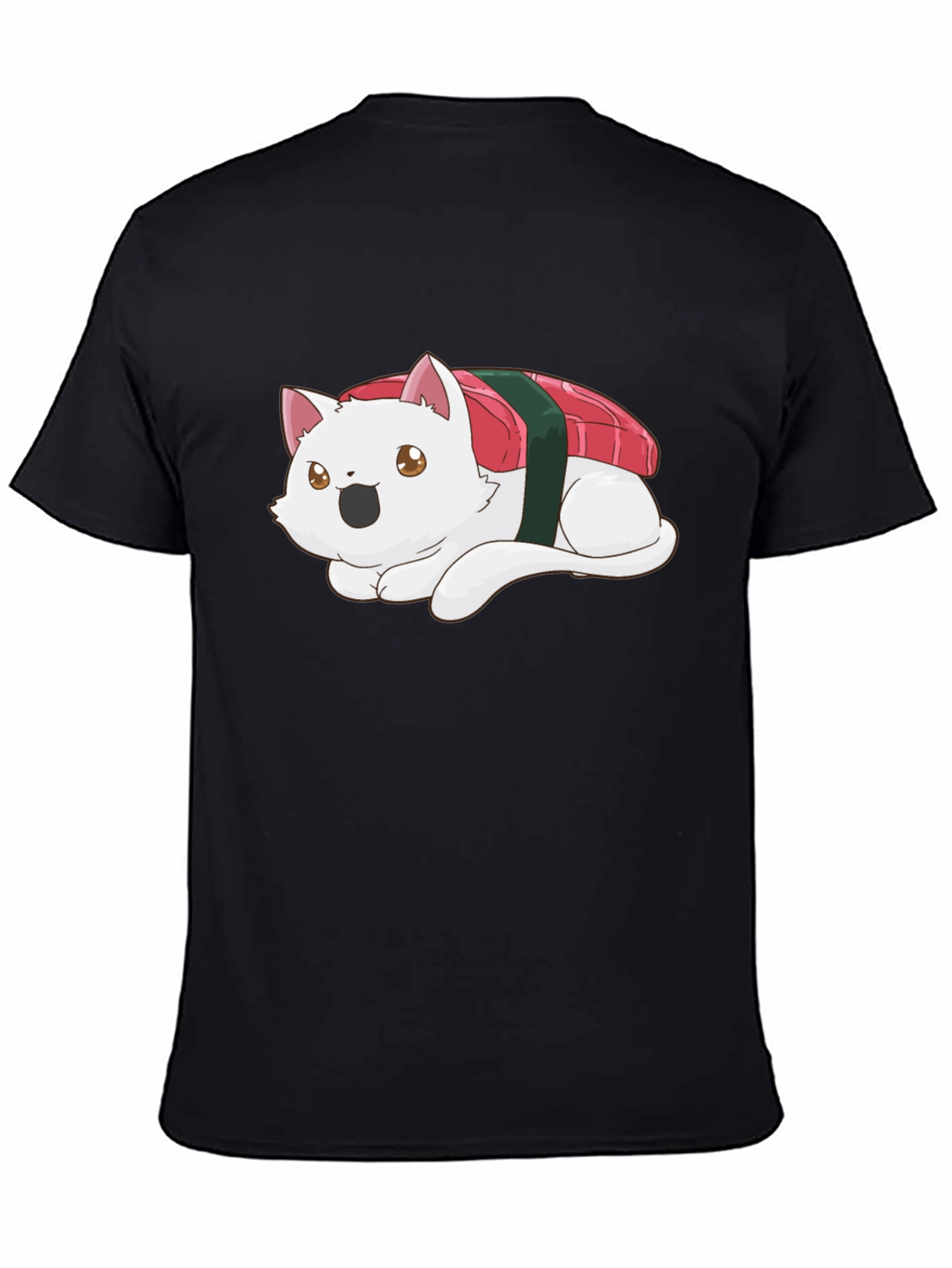 Sushi Cat Black T-Shirt - Whimsical Design