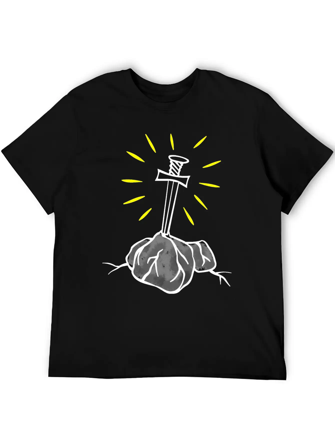 Magic Sword White Basic Graphic T-Shirt – Daily Comfort In Soft Cotton