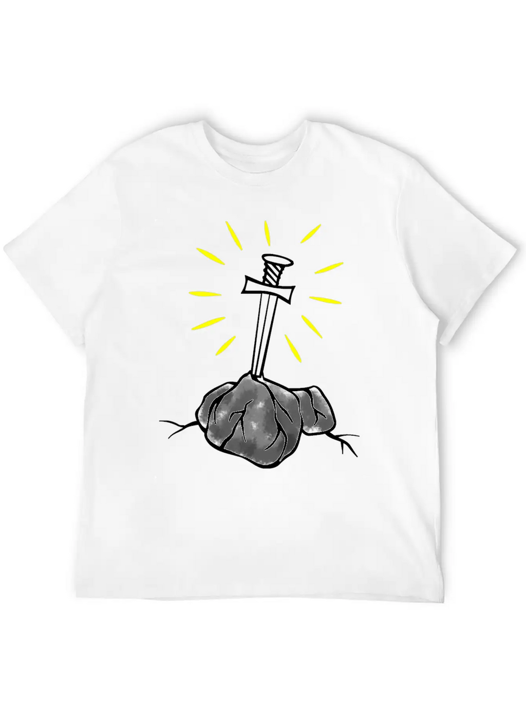 Magic Sword White Basic Graphic T-Shirt – Daily Comfort In Soft Cotton