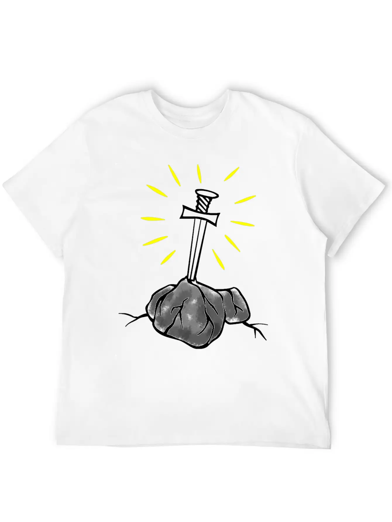 Magic Sword White Basic Graphic T-Shirt – Daily Comfort In Soft Cotton