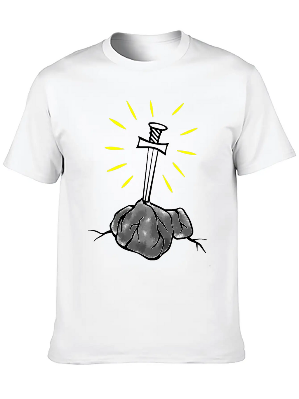 Magic Sword White Basic Graphic T-Shirt – Daily Comfort In Soft Cotton