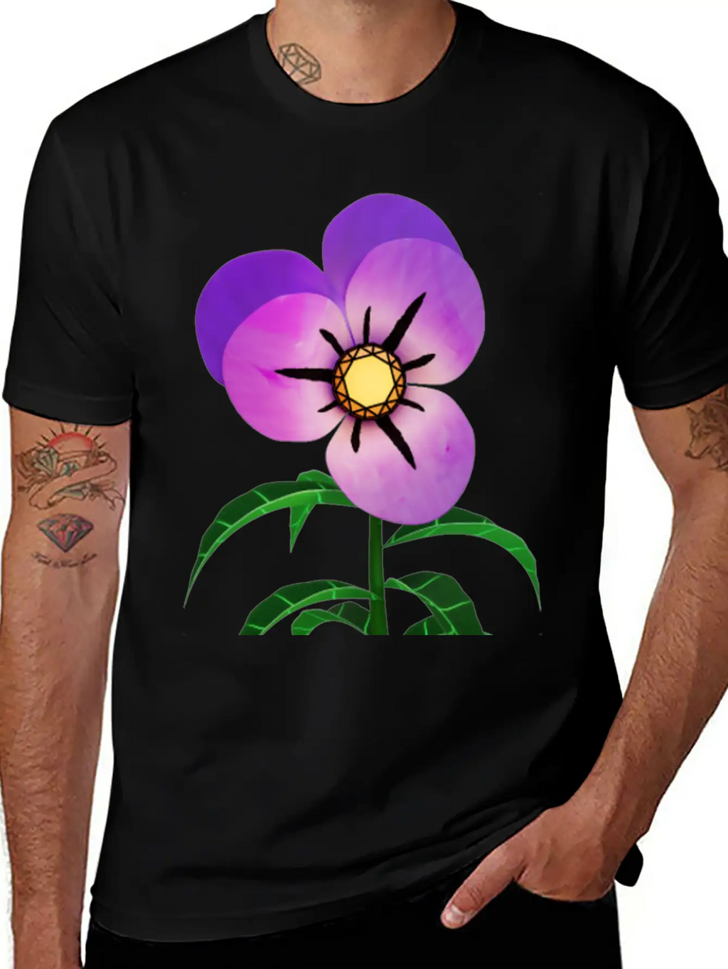 Magic Violet Flower Breathable Soft Cotton T-Shirt – Timeless Casual Look