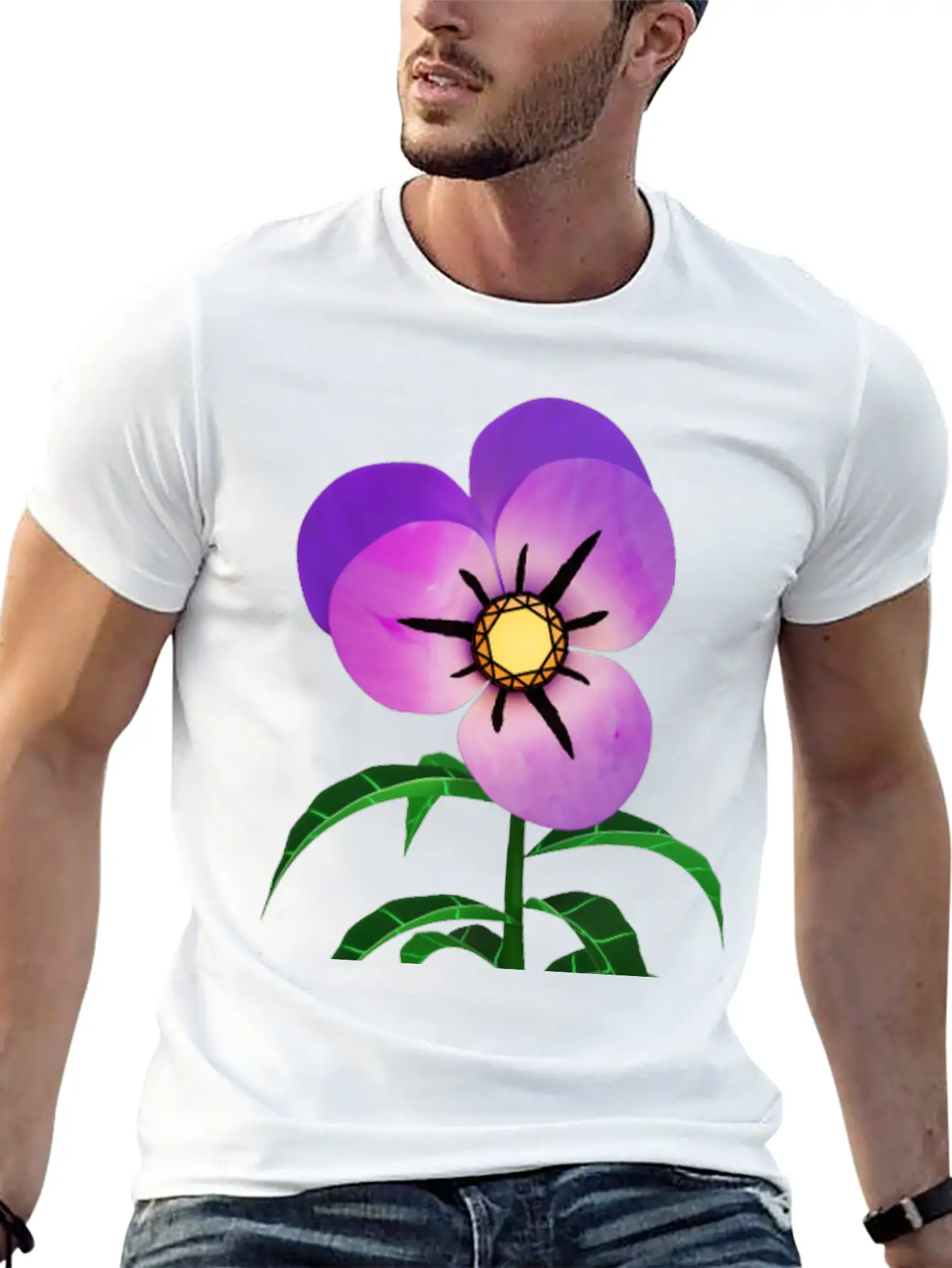 Magic Violet Flower Breathable Soft Cotton T-Shirt – Timeless Casual Look