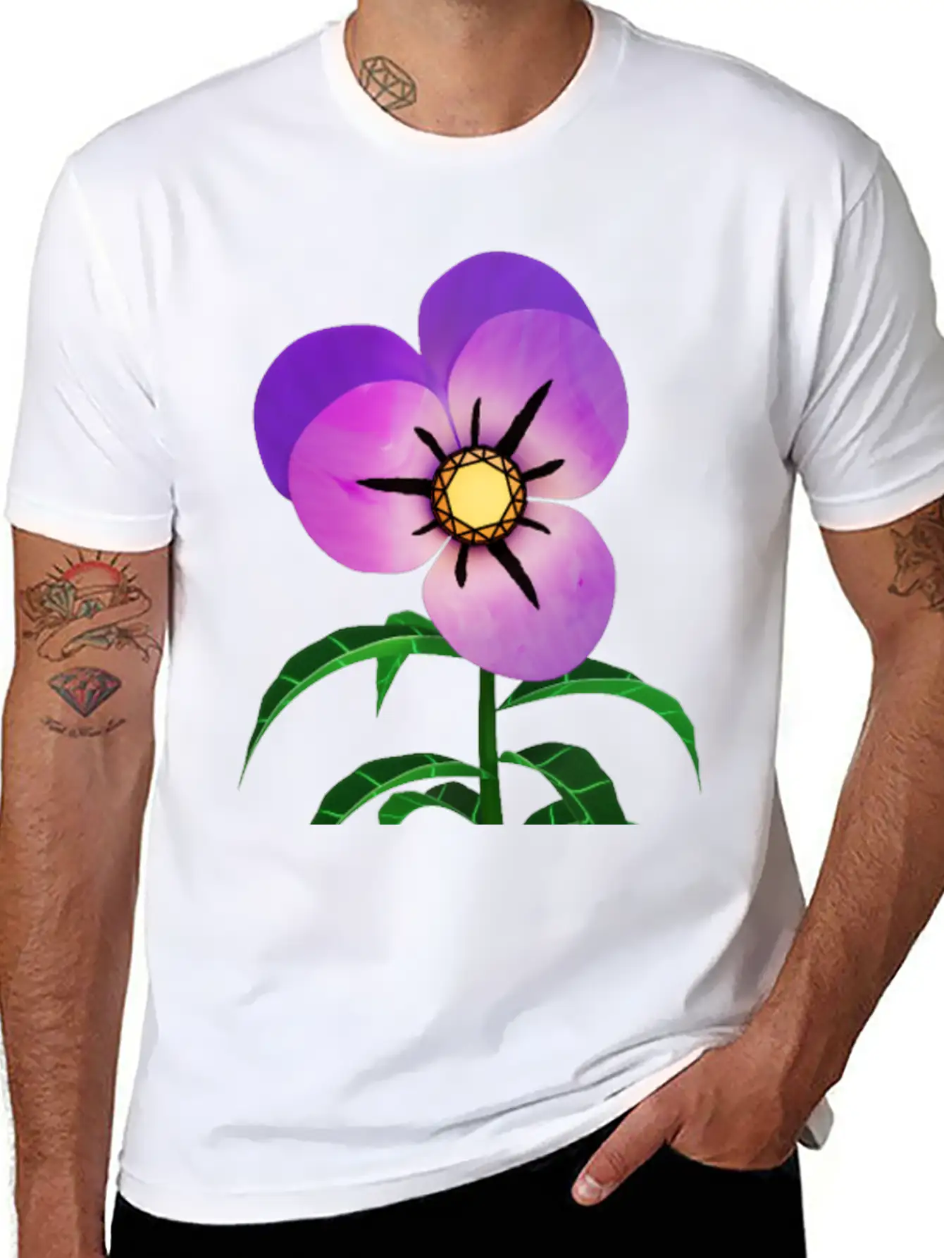 Magic Violet Flower Breathable Soft Cotton T-Shirt – Timeless Casual Look