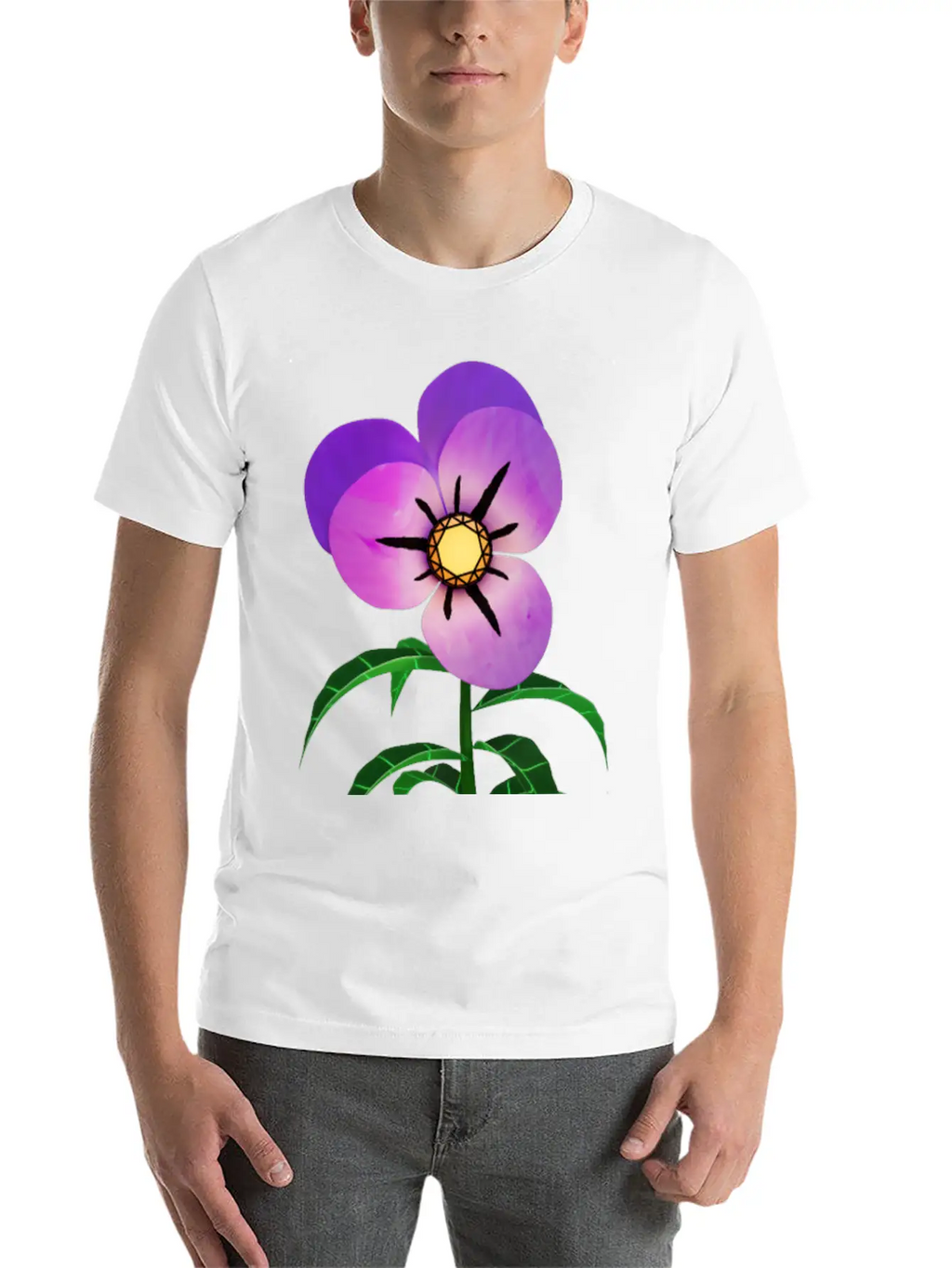 Magic Violet Flower Breathable Soft Cotton T-Shirt – Timeless Casual Look