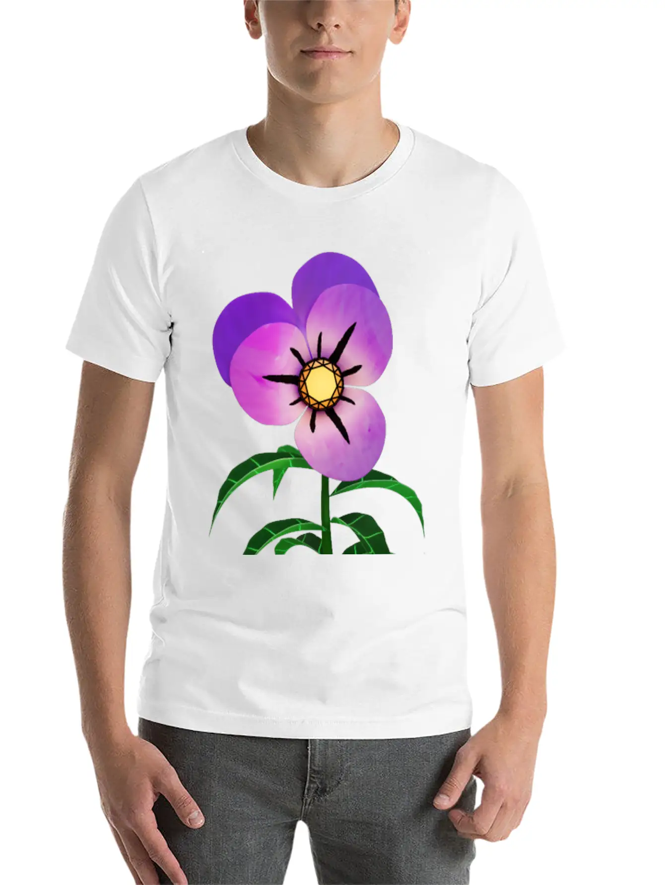 Magic Violet Flower Breathable Soft Cotton T-Shirt – Timeless Casual Look