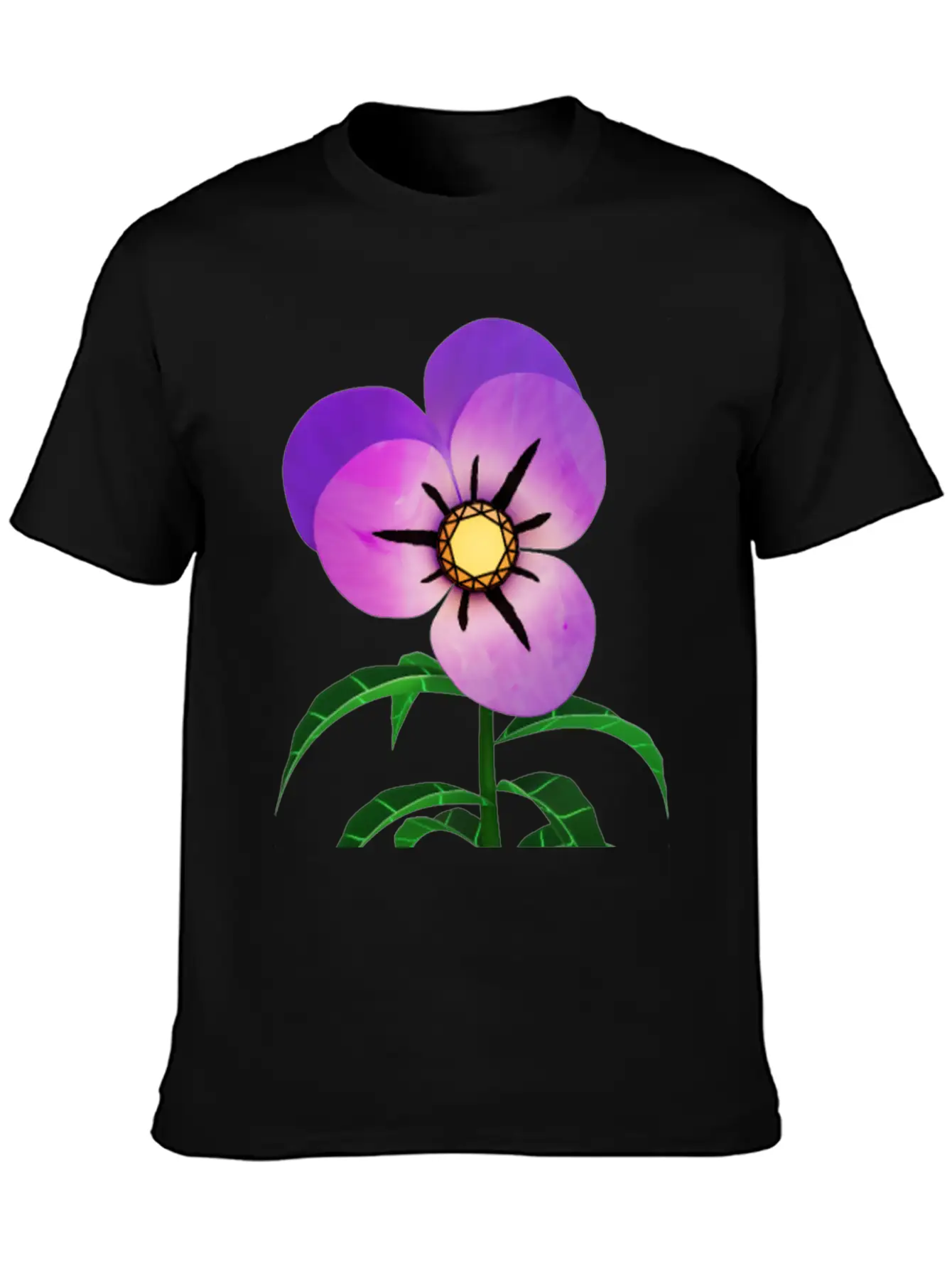 Magic Violet Flower Breathable Soft Cotton T-Shirt – Timeless Casual Look