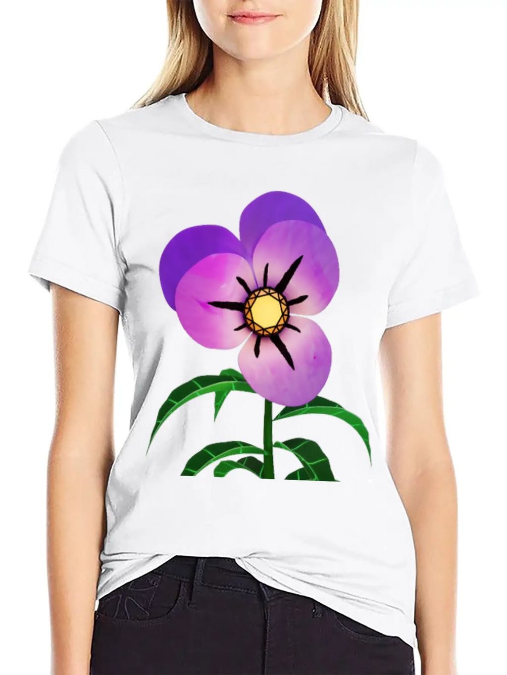 Magic Violet Flower Breathable Soft Cotton T-Shirt – Timeless Casual Look