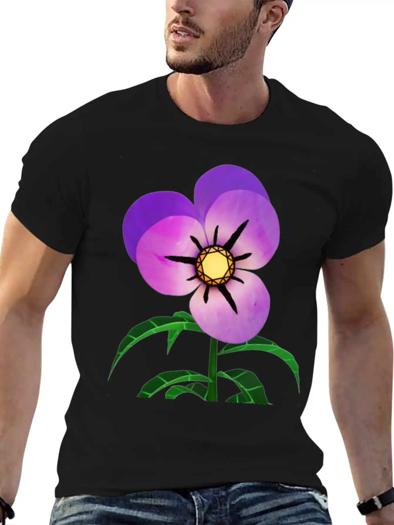 Magic Violet Flower Breathable Soft Cotton T-Shirt – Timeless Casual Look