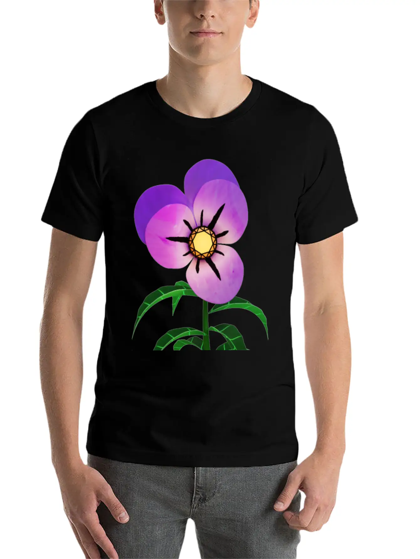 Magic Violet Flower Breathable Soft Cotton T-Shirt – Timeless Casual Look