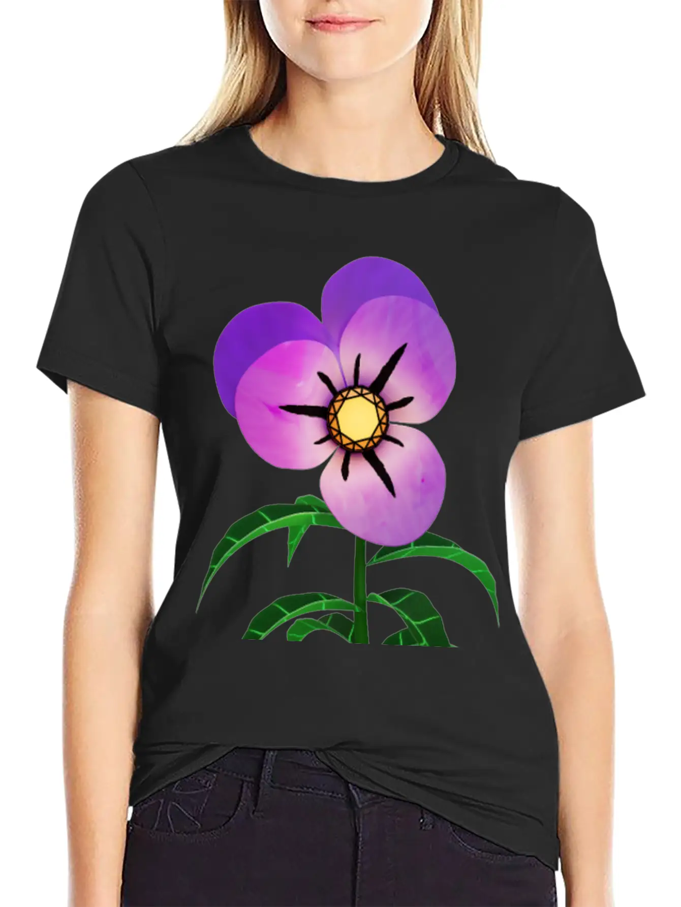 Magic Violet Flower Breathable Soft Cotton T-Shirt – Timeless Casual Look