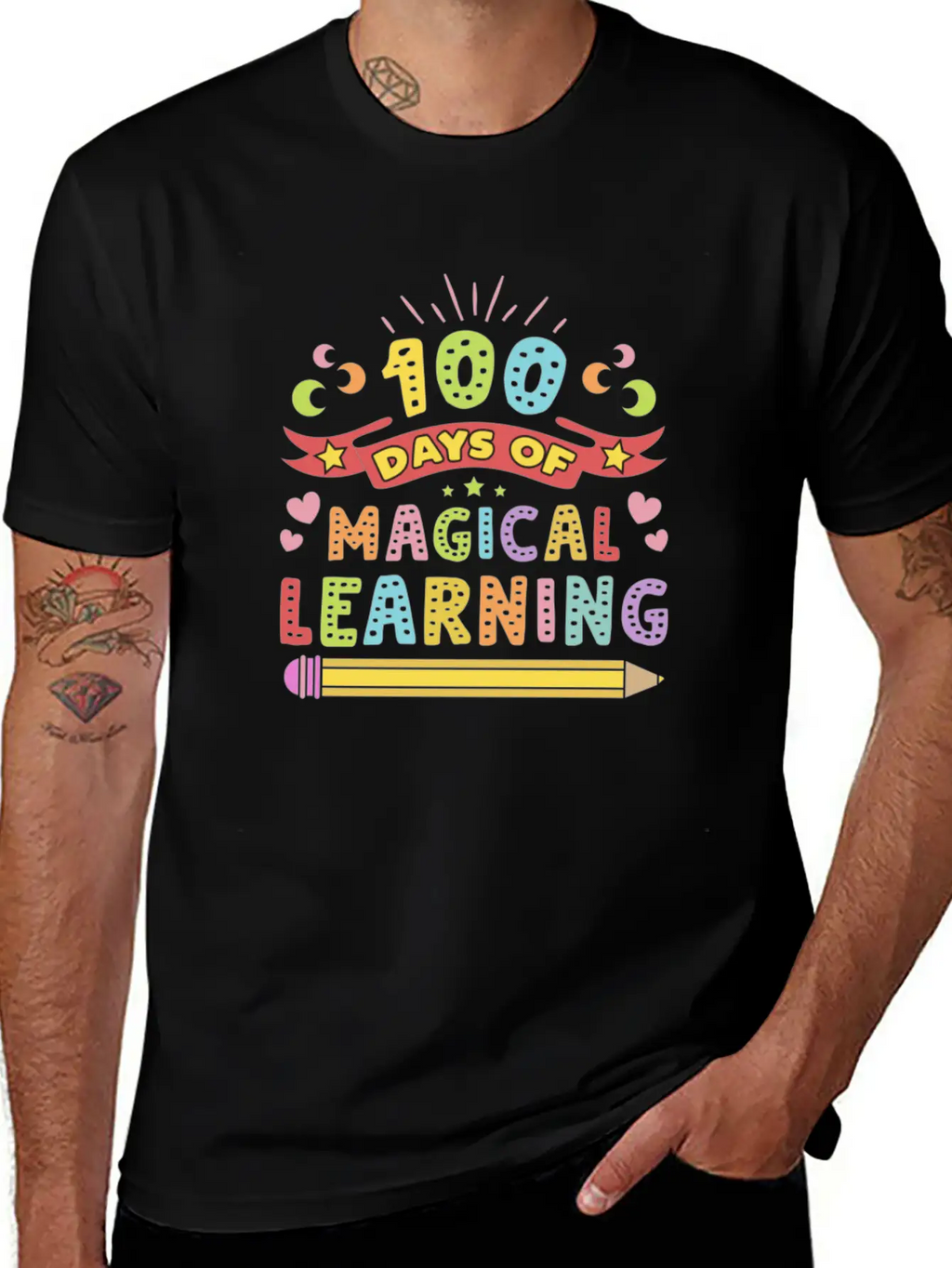 Magical Learning Happy 100 Days Of School Basic Graphic T-Shirt – Daily Comfort In Soft Cotton