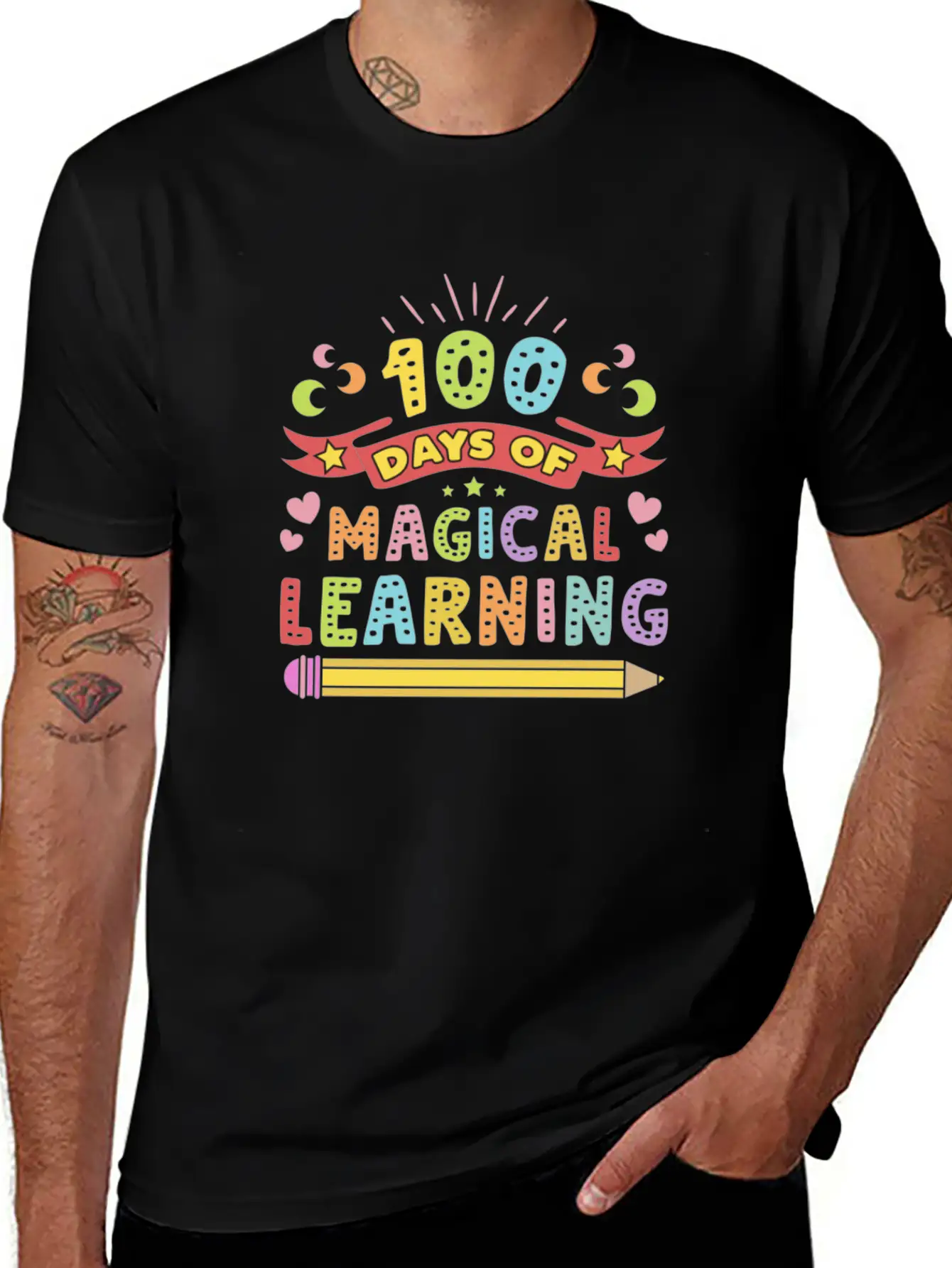 Magical Learning Happy 100 Days Of School Basic Graphic T-Shirt – Daily Comfort In Soft Cotton