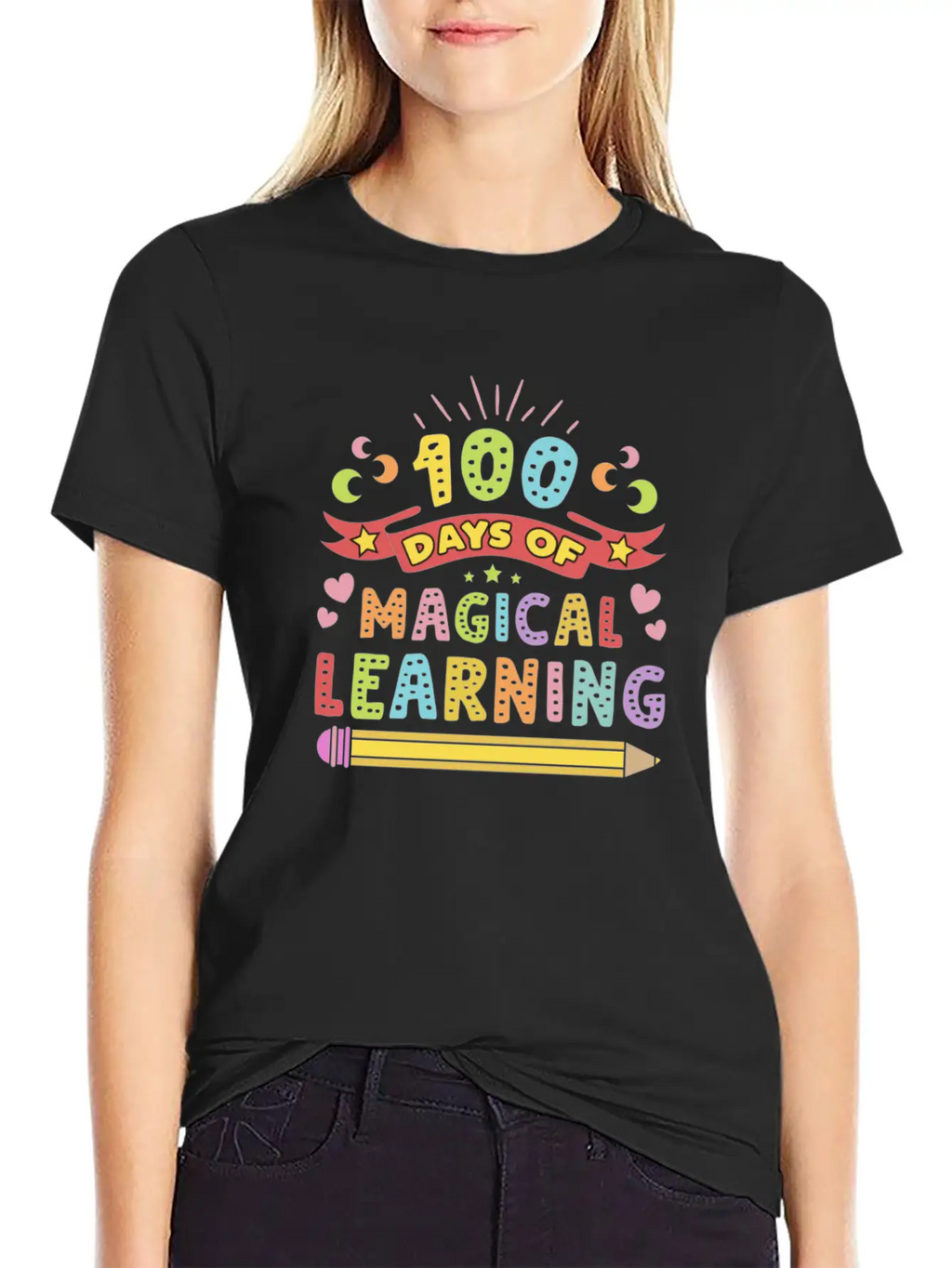 Magical Learning Happy 100 Days Of School Basic Graphic T-Shirt – Daily Comfort In Soft Cotton