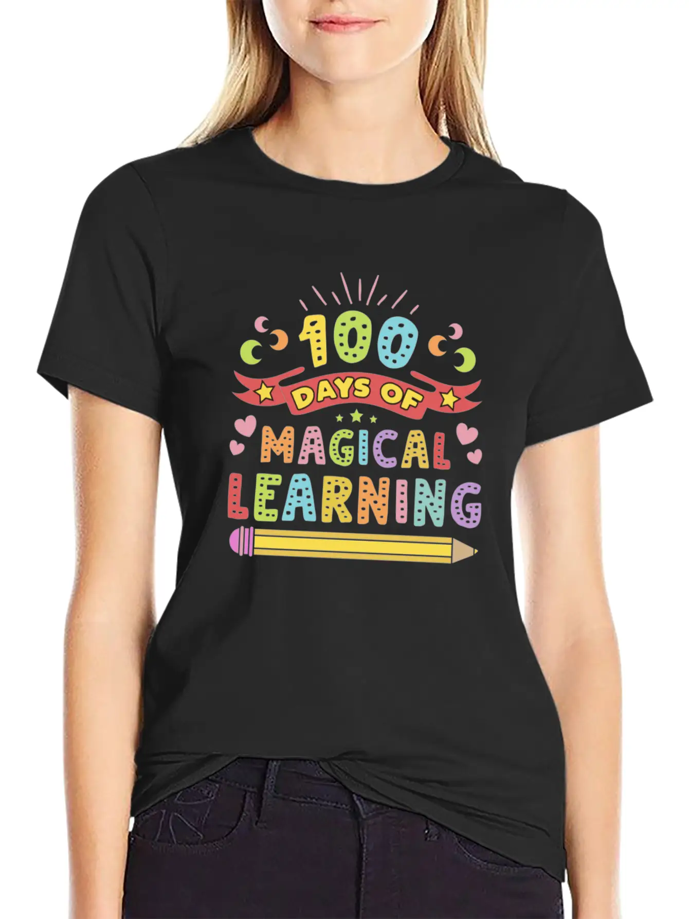 Magical Learning Happy 100 Days Of School Basic Graphic T-Shirt – Daily Comfort In Soft Cotton
