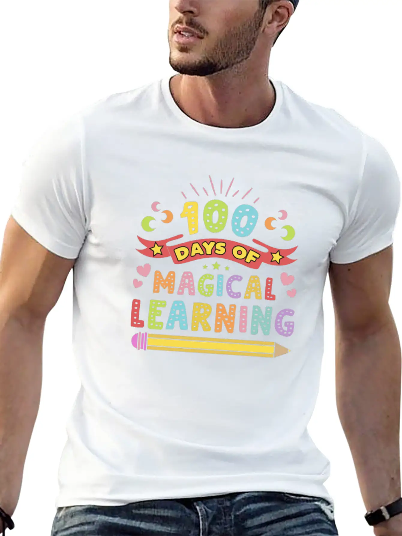 Magical Learning Happy 100 Days Of School Basic Graphic T-Shirt – Daily Comfort In Soft Cotton