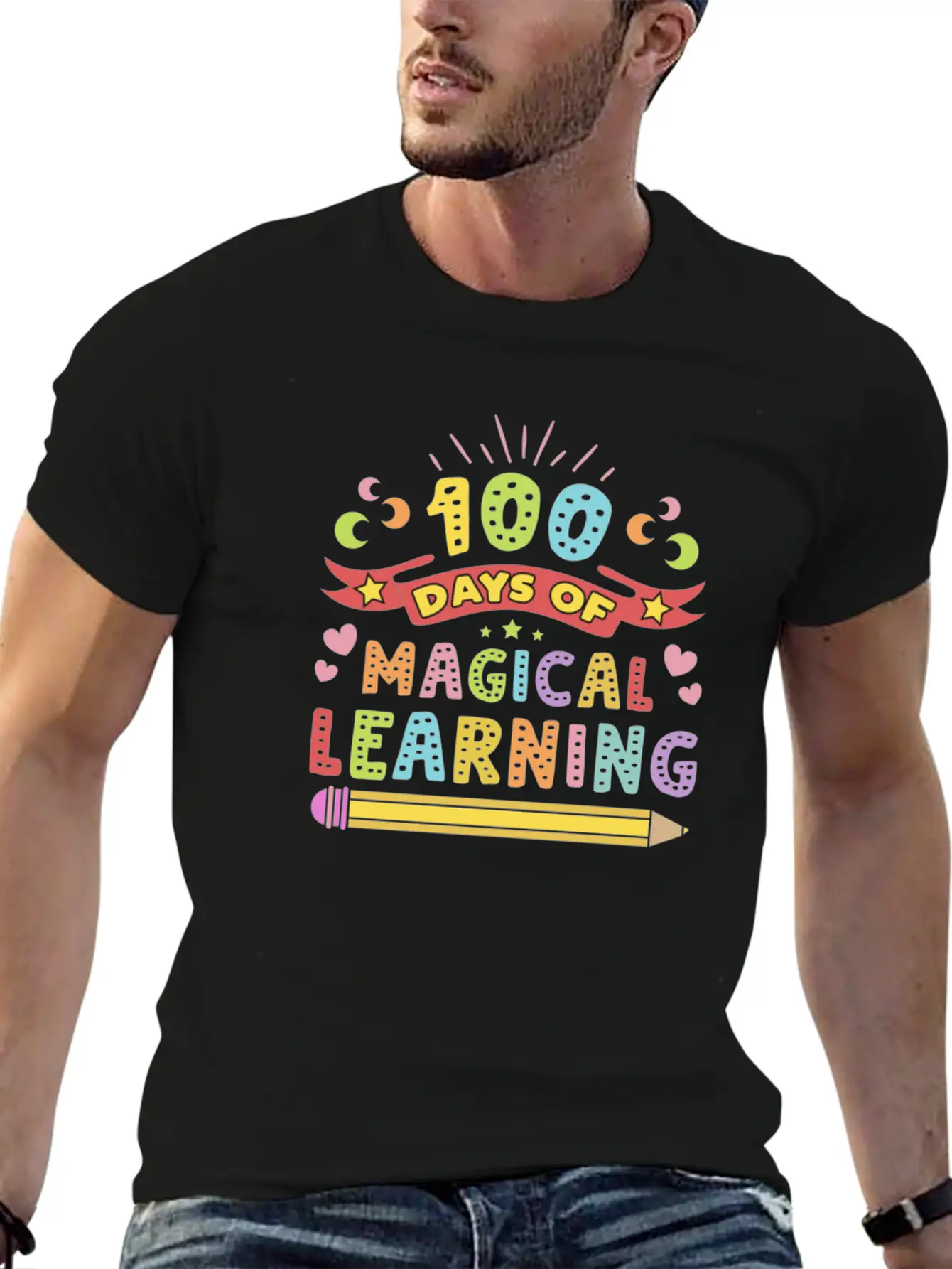 Magical Learning Happy 100 Days Of School Basic Graphic T-Shirt – Daily Comfort In Soft Cotton