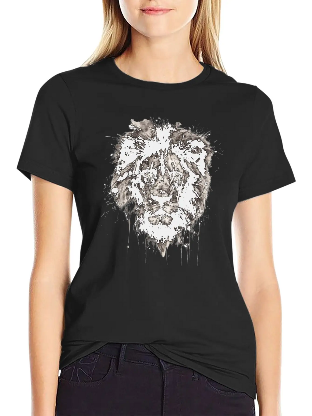 Majestic Lion Portrait In Monochrome With Artistic Unisex Casual T-Shirt – Clean Design For Daily Comfort