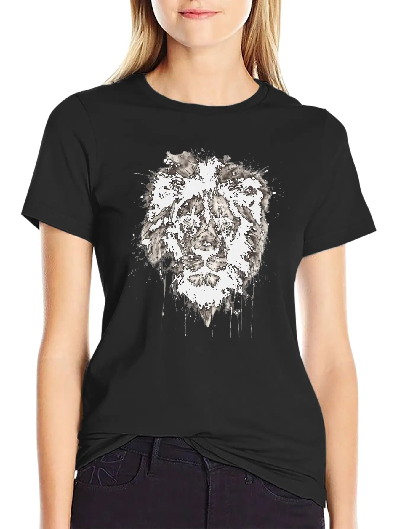 Majestic Lion Portrait In Monochrome With Artistic Unisex Casual T-Shirt – Clean Design For Daily Comfort