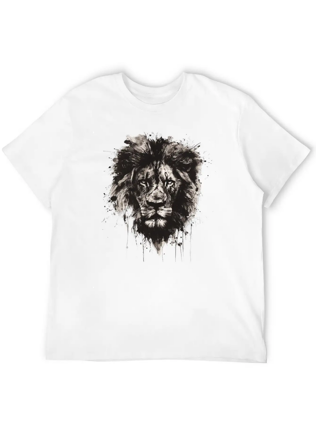 Majestic Lion Portrait In Monochrome With Artistic Unisex Casual T-Shirt – Clean Design For Daily Comfort