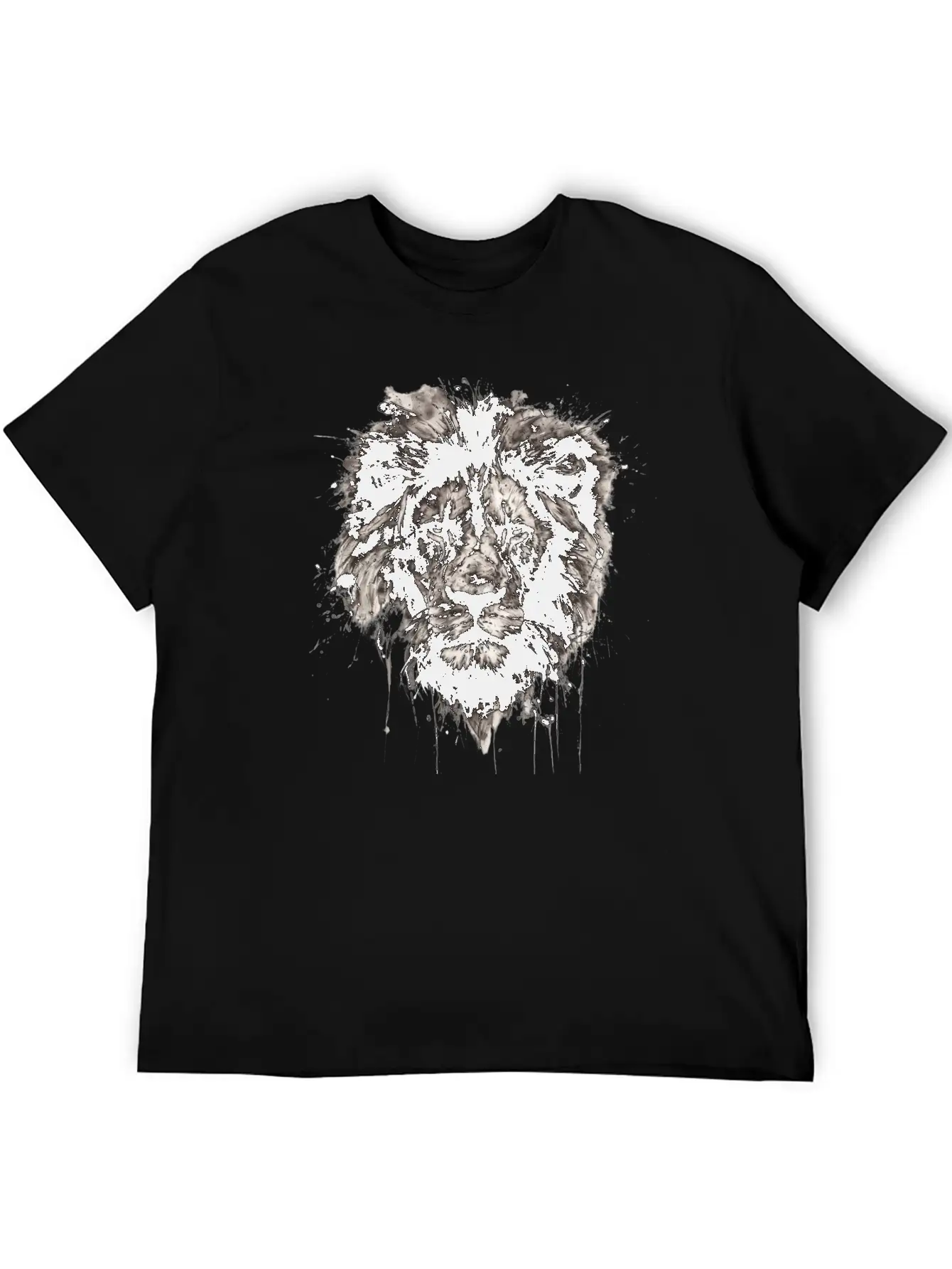 Majestic Lion Portrait In Monochrome With Artistic Unisex Casual T-Shirt – Clean Design For Daily Comfort