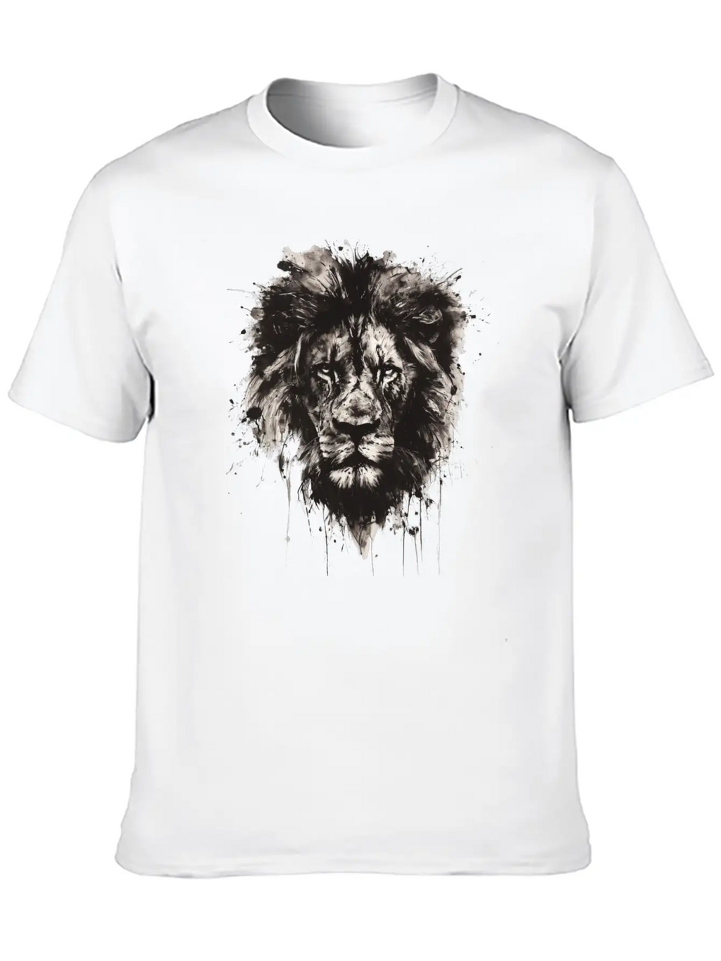Majestic Lion Portrait In Monochrome With Artistic Unisex Casual T-Shirt – Clean Design For Daily Comfort