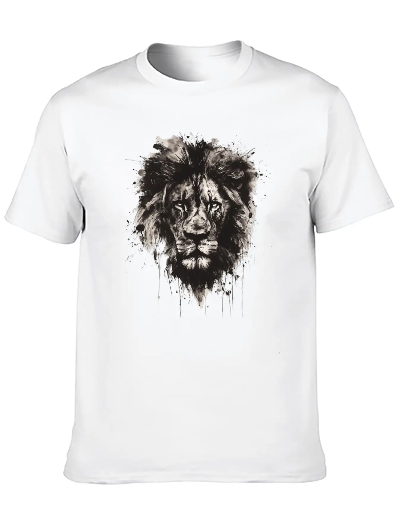 Majestic Lion Portrait In Monochrome With Artistic Unisex Casual T-Shirt – Clean Design For Daily Comfort