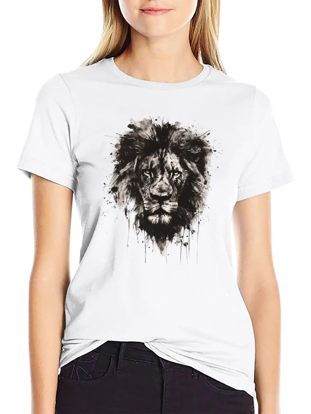 Majestic Lion Portrait In Monochrome With Artistic Unisex Casual T-Shirt – Clean Design For Daily Comfort