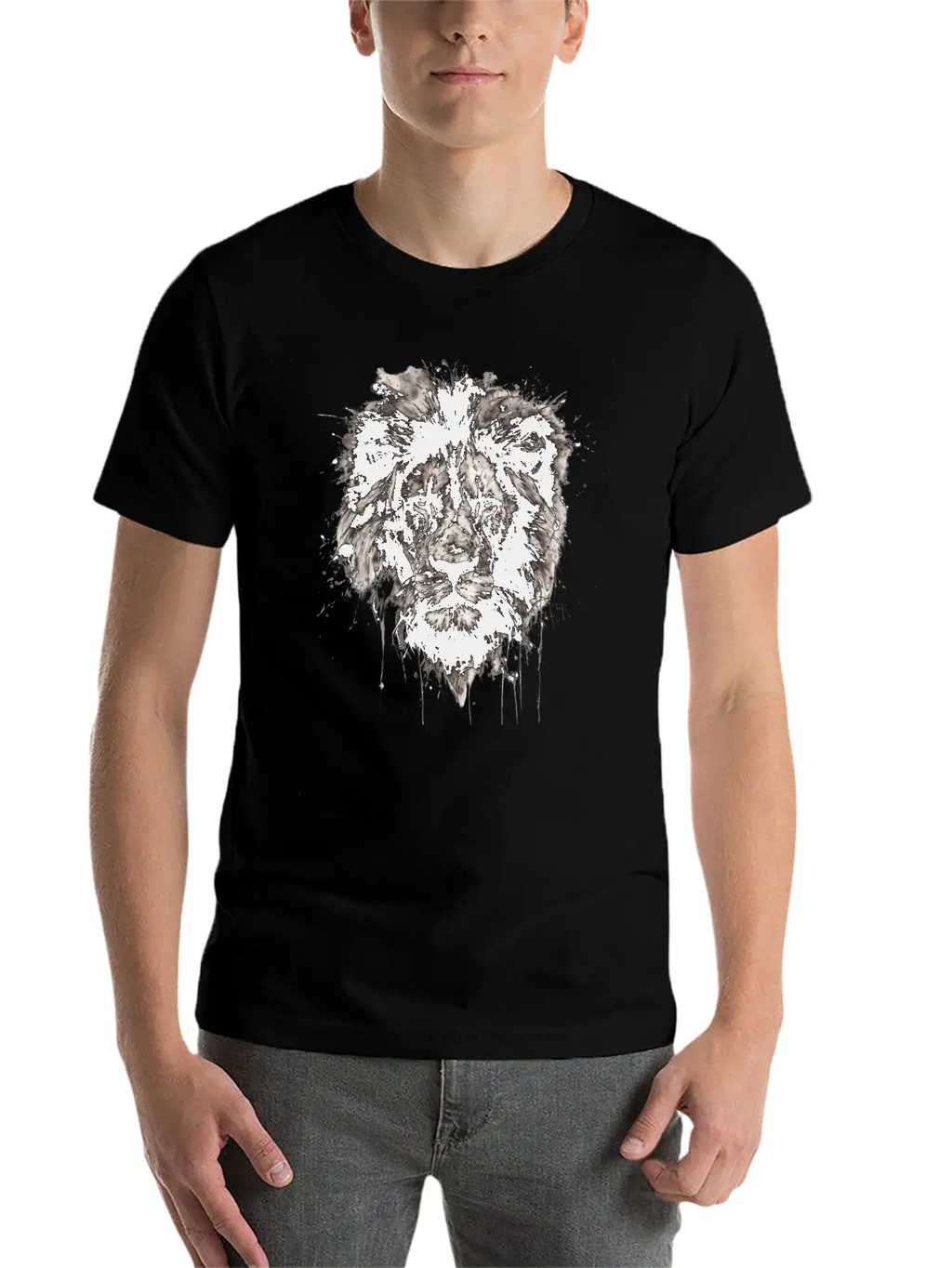 Majestic Lion Portrait In Monochrome With Artistic Unisex Casual T-Shirt – Clean Design For Daily Comfort