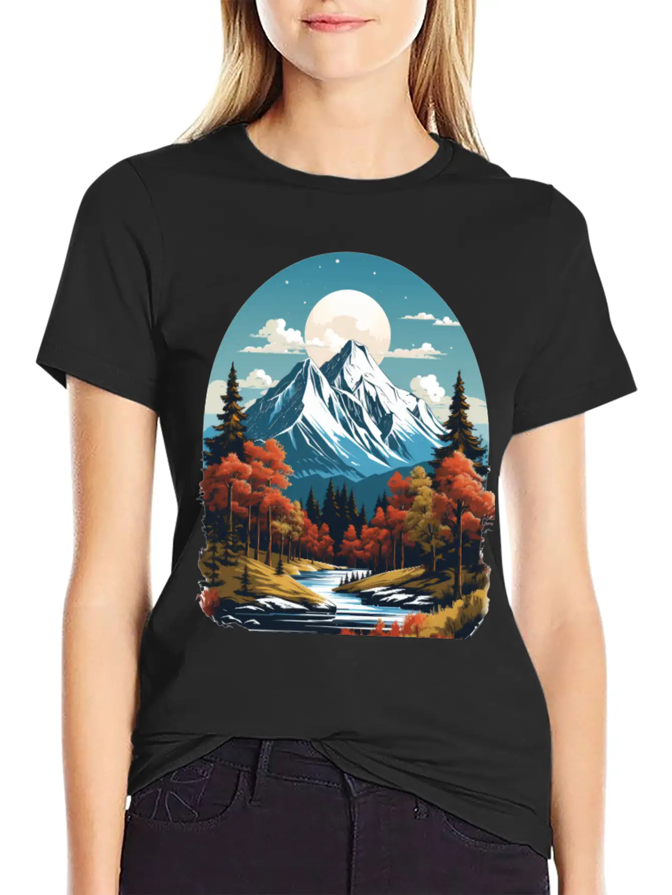 Majestic Peaks And Autumn Serenity Essential Cotton Tee For Daily Outfits – Unisex Style