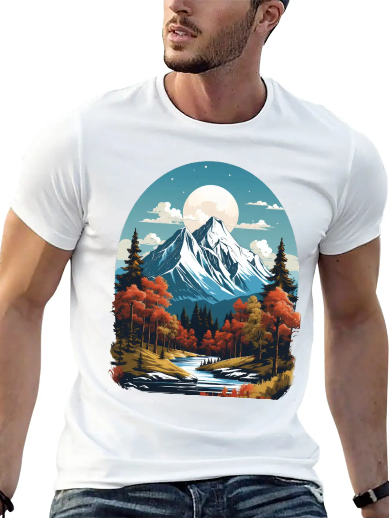 Majestic Peaks And Autumn Serenity Essential Cotton Tee For Daily Outfits – Unisex Style