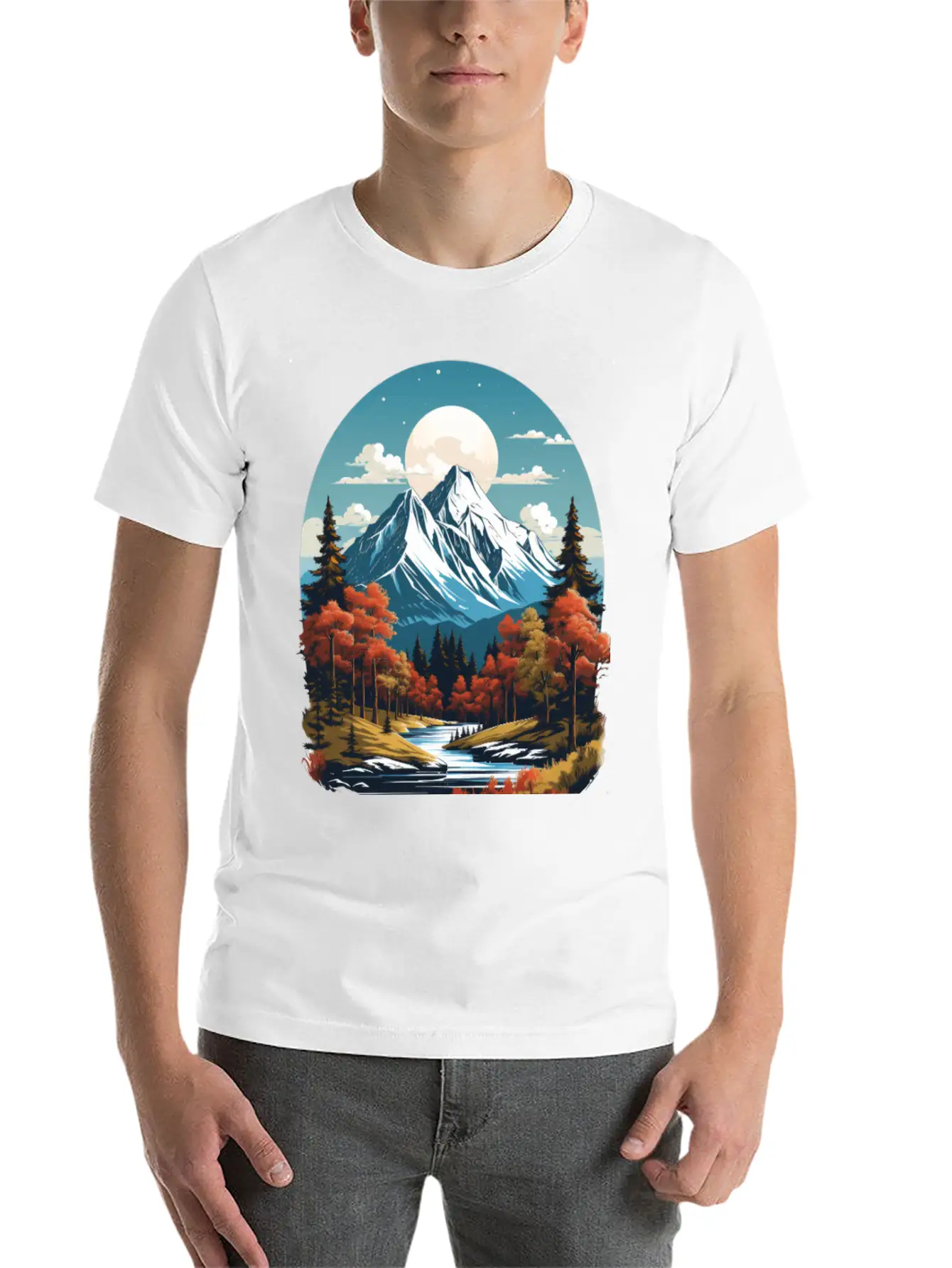 Majestic Peaks And Autumn Serenity Essential Cotton Tee For Daily Outfits – Unisex Style