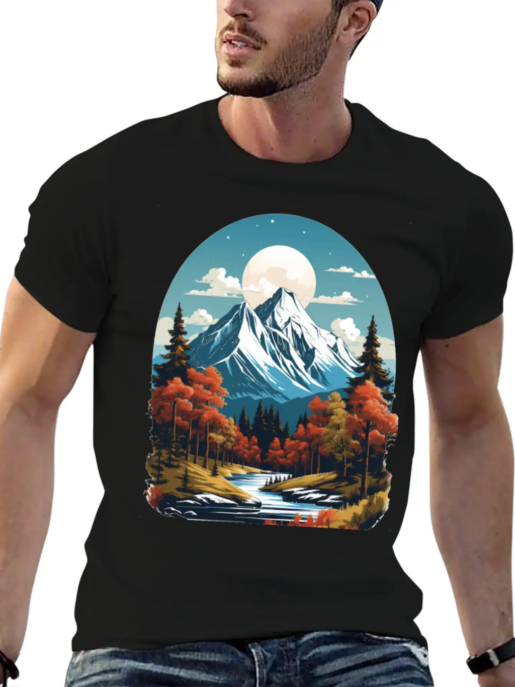 Majestic Peaks And Autumn Serenity Essential Cotton Tee For Daily Outfits – Unisex Style