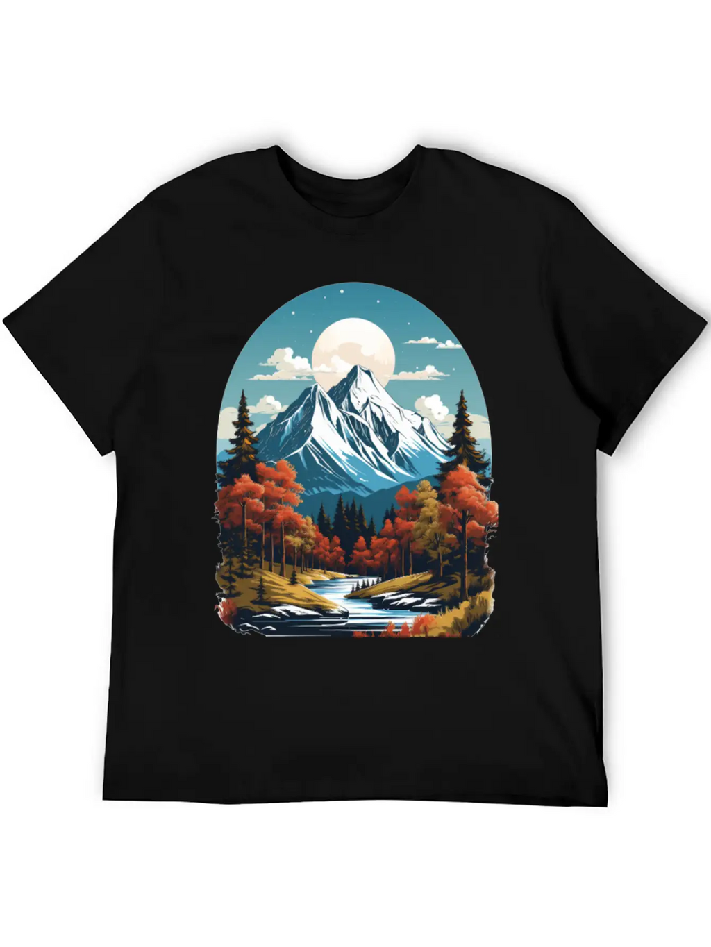 Majestic Peaks And Autumn Serenity Essential Cotton Tee For Daily Outfits – Unisex Style