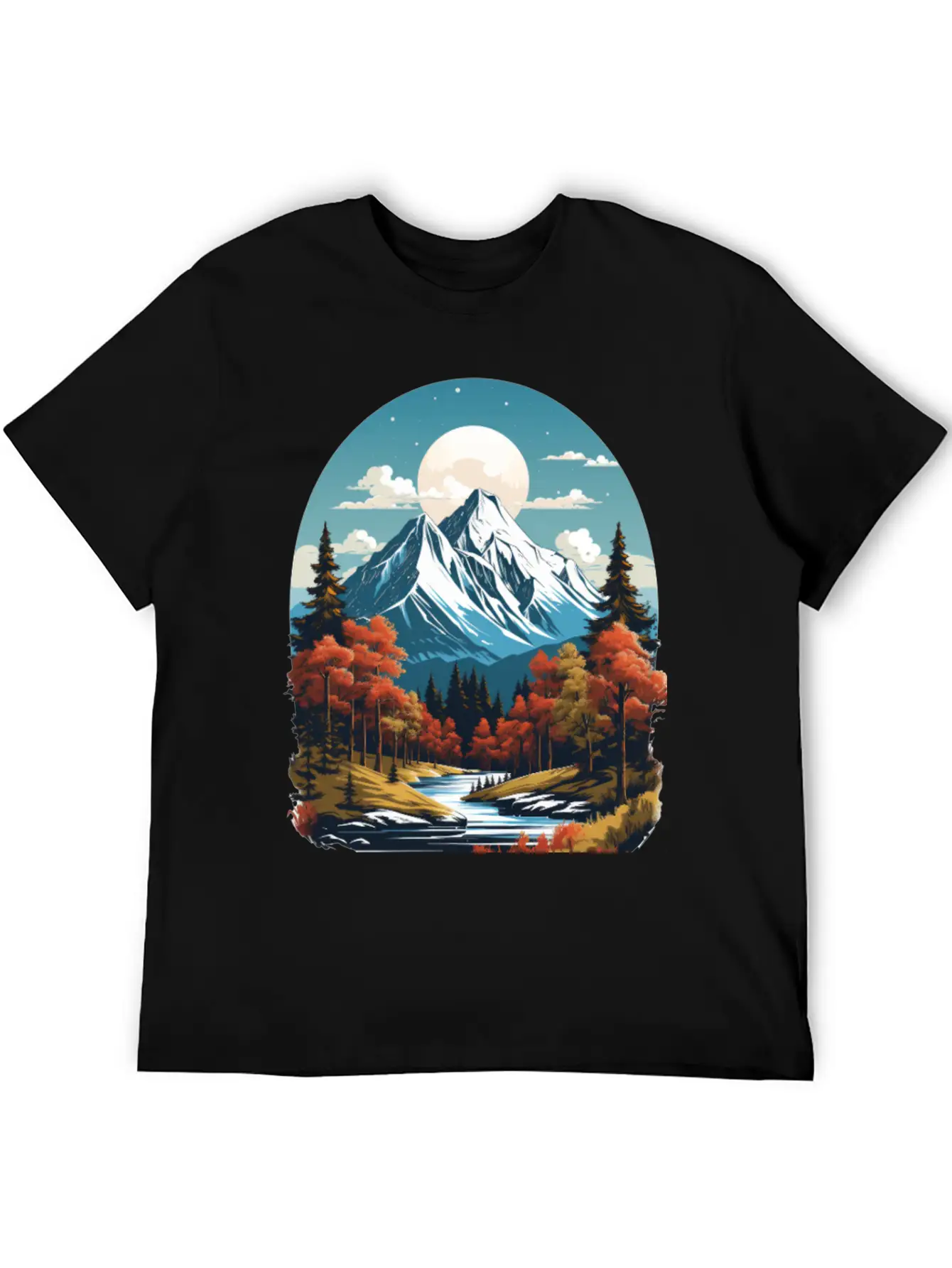 Majestic Peaks And Autumn Serenity Essential Cotton Tee For Daily Outfits – Unisex Style