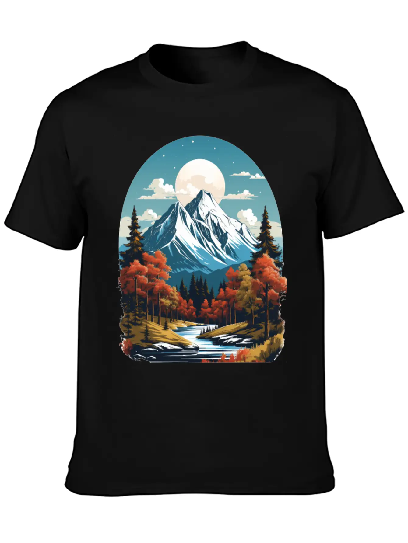 Majestic Peaks And Autumn Serenity Essential Cotton Tee For Daily Outfits – Unisex Style