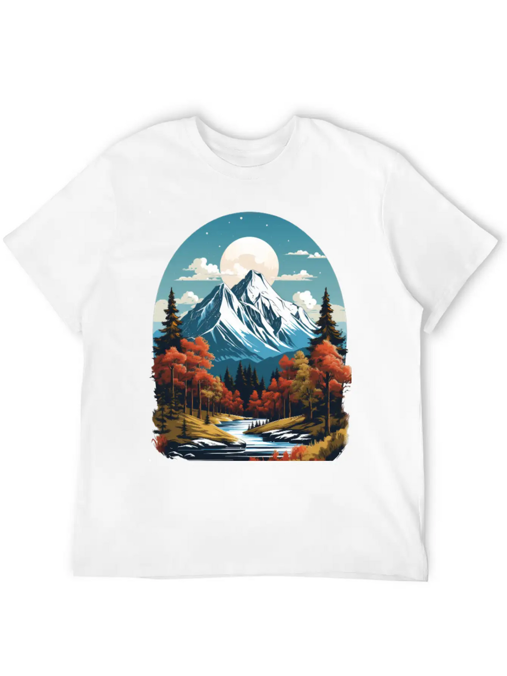 Majestic Peaks And Autumn Serenity Essential Cotton Tee For Daily Outfits – Unisex Style