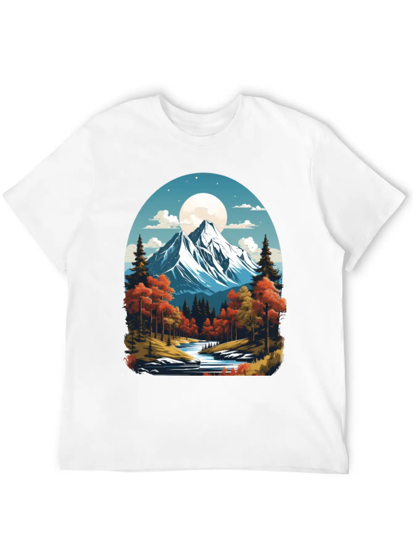 Majestic Peaks And Autumn Serenity Essential Cotton Tee For Daily Outfits – Unisex Style