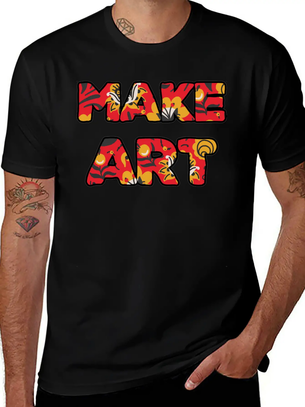 Make Art Red Floral Classic Cotton Tee – Unisex Comfort For Any Season