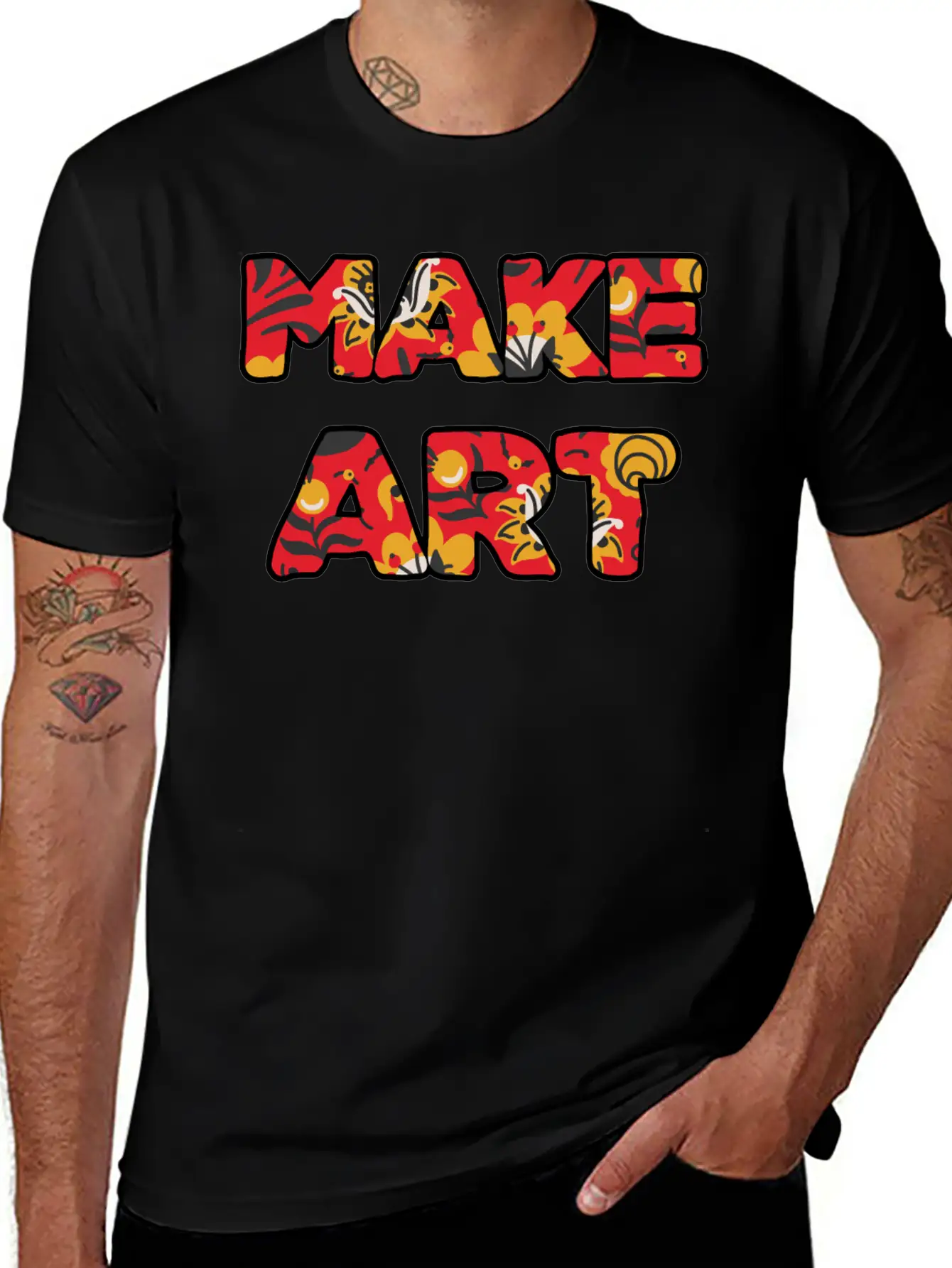Make Art Red Floral Classic Cotton Tee – Unisex Comfort For Any Season