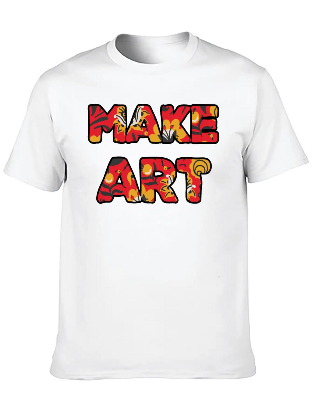 Make Art Red Floral Classic Cotton Tee – Unisex Comfort For Any Season