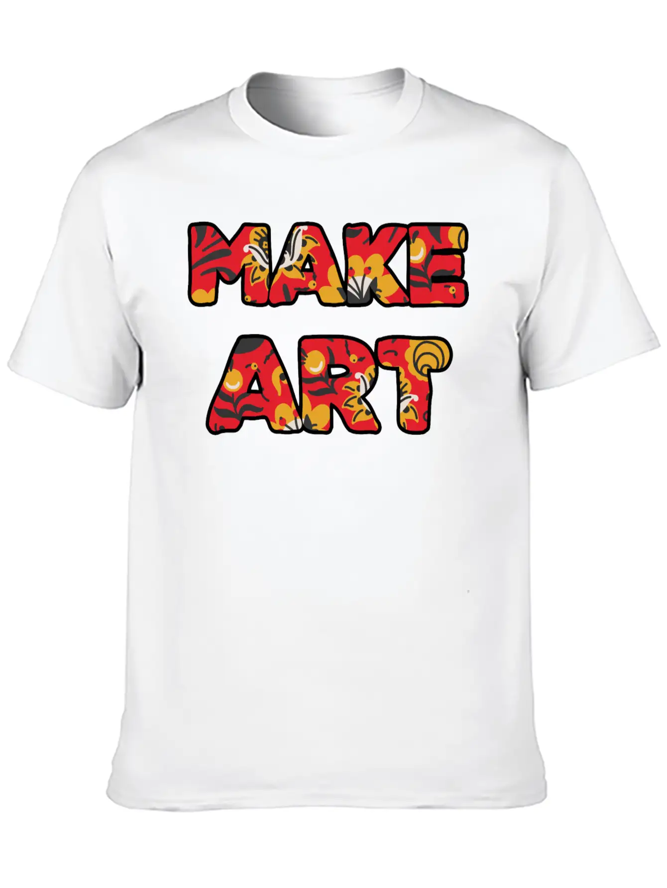 Make Art Red Floral Classic Cotton Tee – Unisex Comfort For Any Season