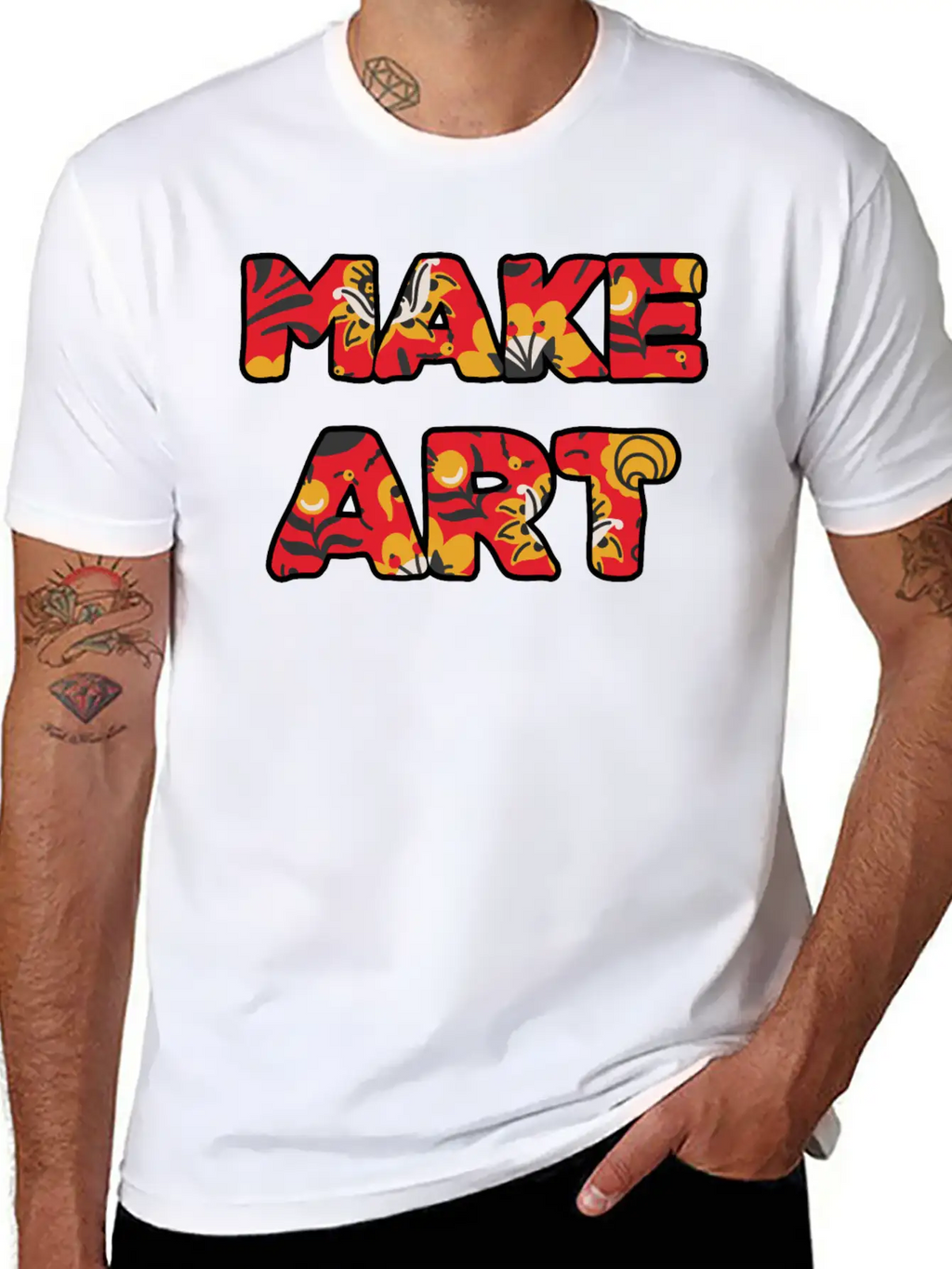 Make Art Red Floral Classic Cotton Tee – Unisex Comfort For Any Season
