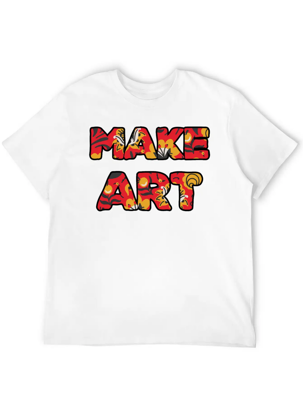 Make Art Red Floral Classic Cotton Tee – Unisex Comfort For Any Season