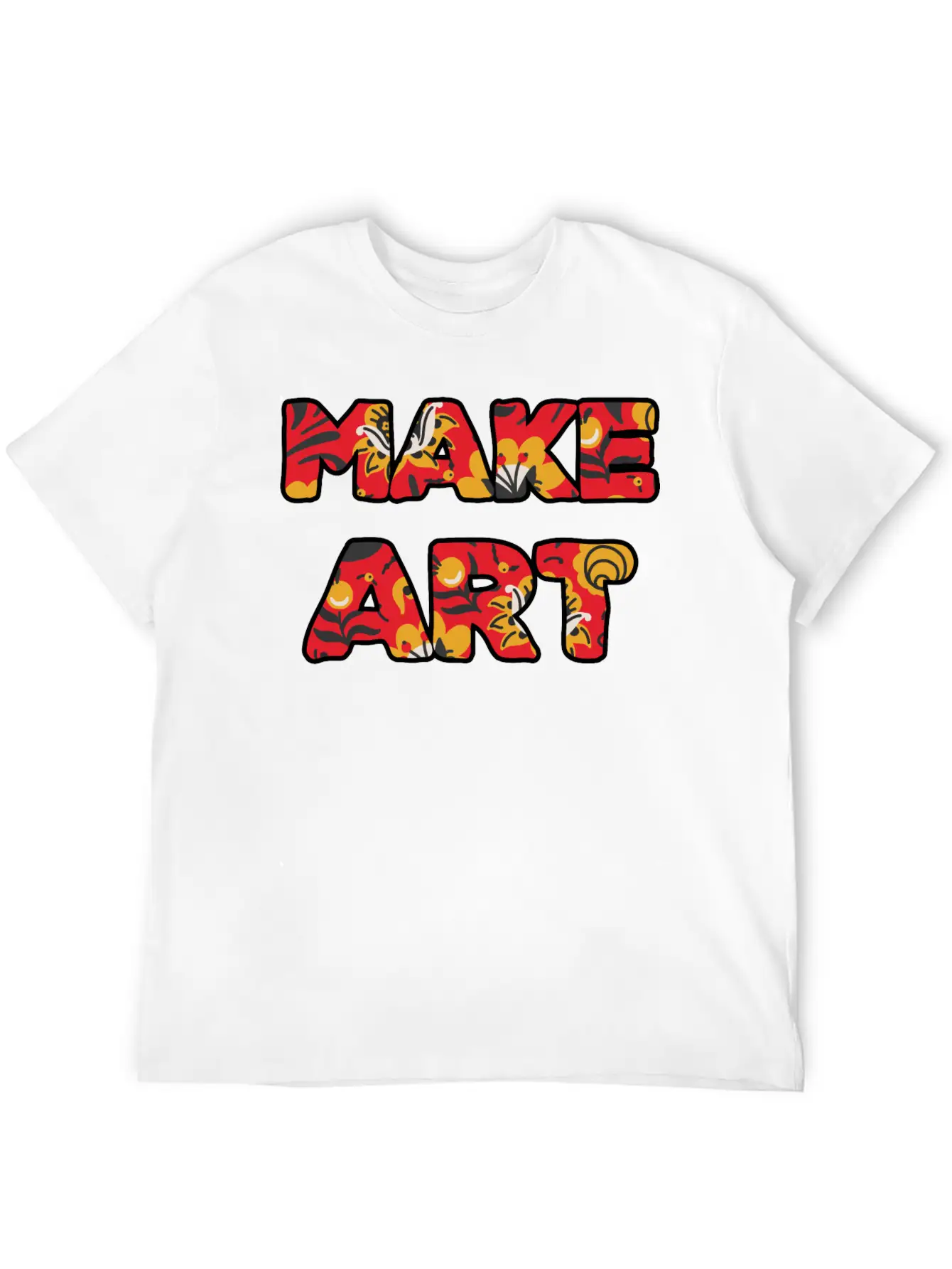 Make Art Red Floral Classic Cotton Tee – Unisex Comfort For Any Season