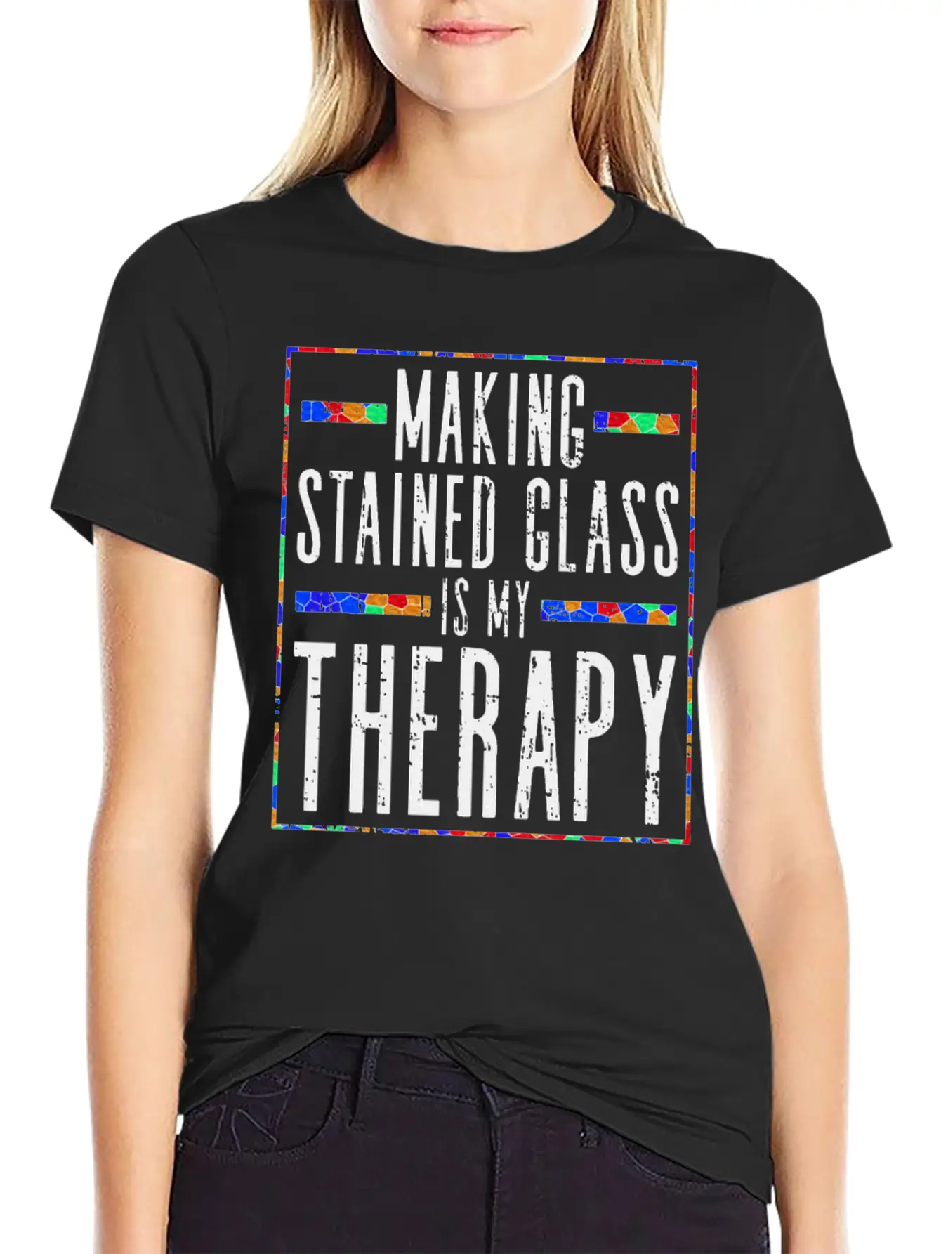 Making Stained Glass Is My Therapy Stained Glass Unisex Casual T-Shirt – Clean Design For Daily Comfort