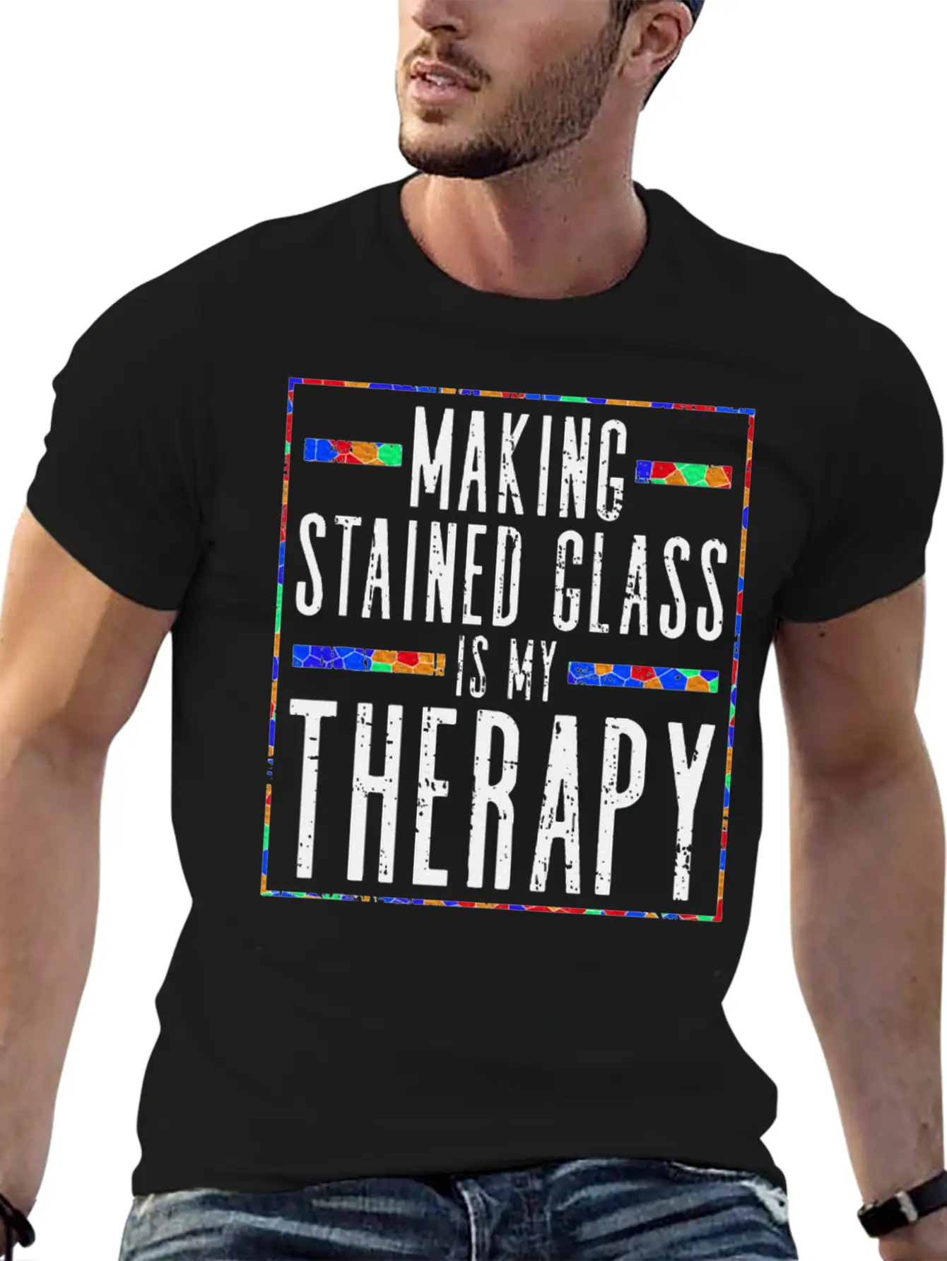 Making Stained Glass Is My Therapy Stained Glass Unisex Casual T-Shirt – Clean Design For Daily Comfort
