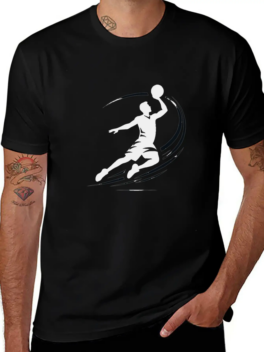 Man Basketball Athlete Silhouett Timeless Short Sleeve Tee – Comfy And Minimalist Design