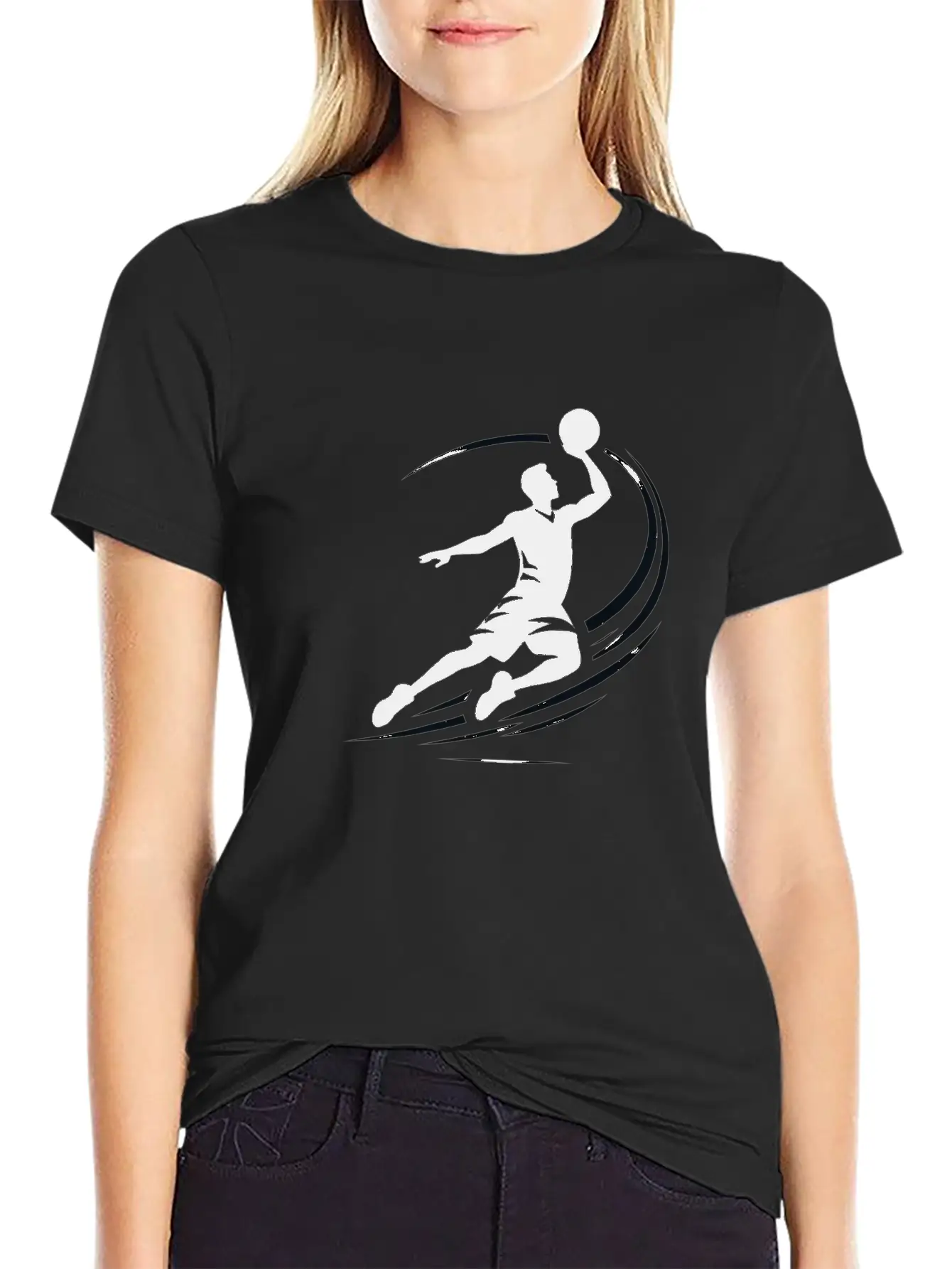 Man Basketball Athlete Silhouett Timeless Short Sleeve Tee – Comfy And Minimalist Design