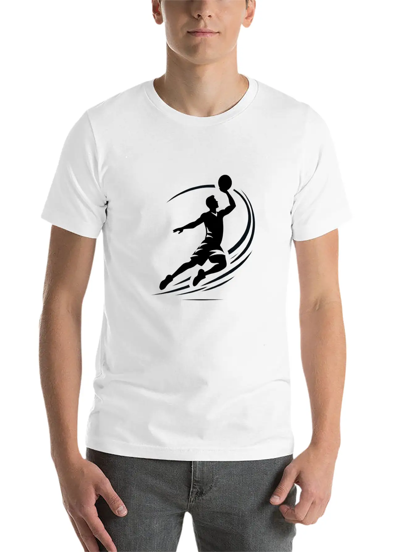 Man Basketball Athlete Silhouett Timeless Short Sleeve Tee – Comfy And Minimalist Design